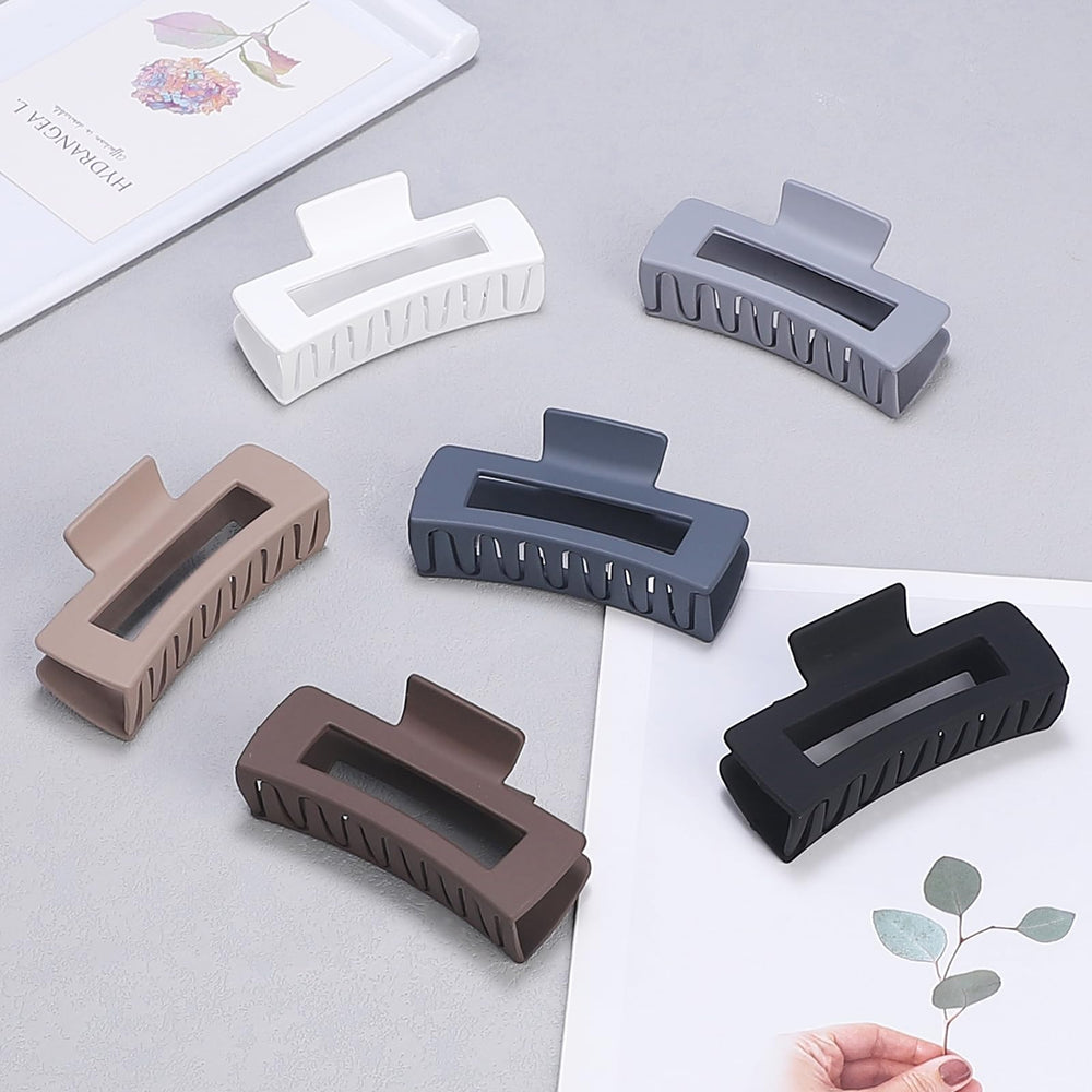 Sisiaipu square hair clip for thick hair in brown grey.