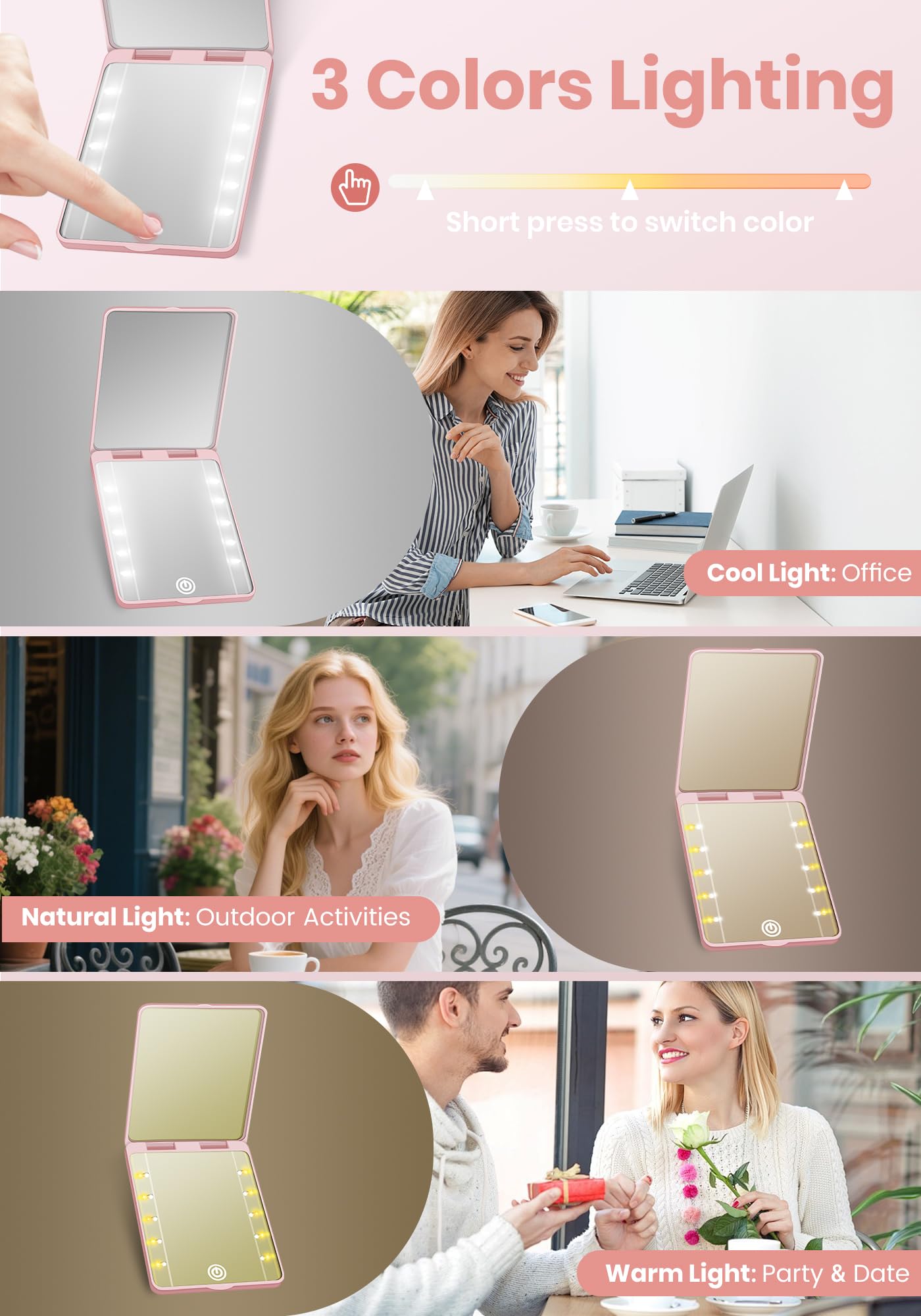 SisKokoro travel mirror fits pockets and purses for quick on-the-go touch-ups