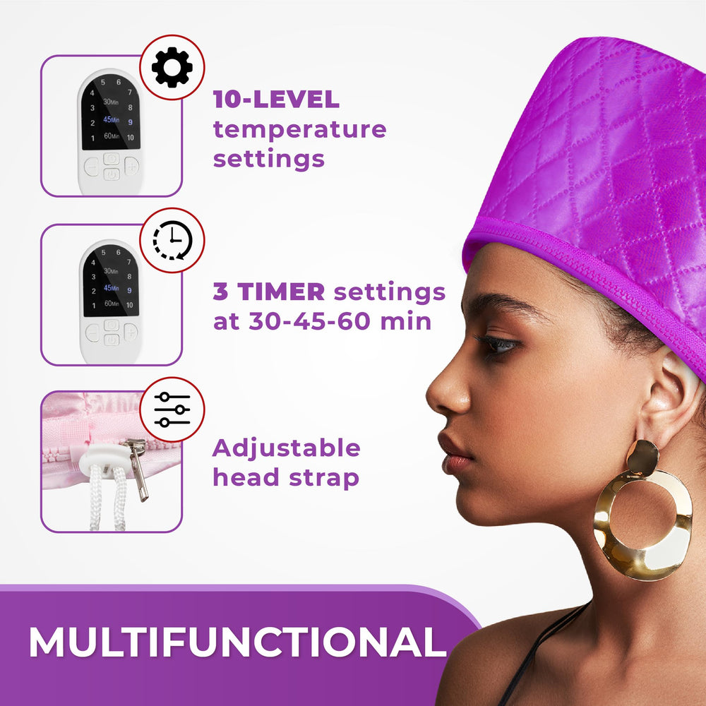 SISWOW Hair Steamer Cap lying flat to show wide coverage for back and edges