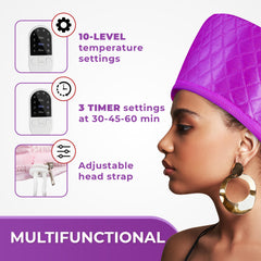 SISWOW Hair Steamer Cap lying flat to show wide coverage for back and edges