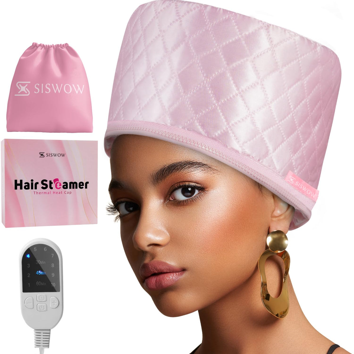 SISWOW Thermal Steamer Cap front view for at-home conditioning benefits