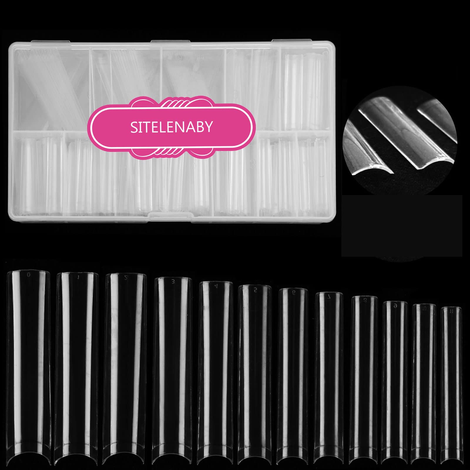 SITELENABY 3XL square nail tips pack, clear acrylic for long-lasting DIY manicures.