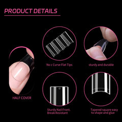SITELENABY No C Curve XL nail tips flat half-cover design for easy application