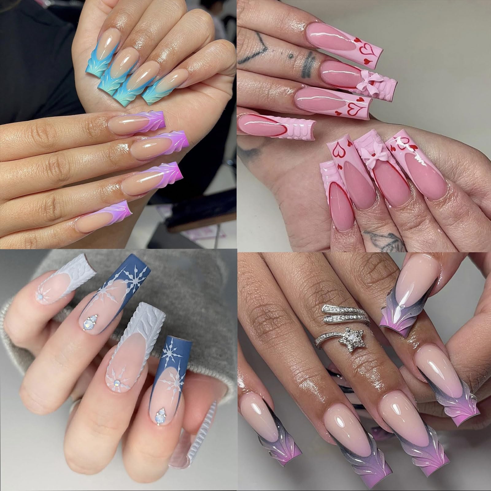 SITELENABY No C Curve XL nail tips French manicure-ready design