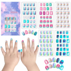 Siusio mermaid-beach-nails-pack shows vibrant glitter for kid-friendly nail art