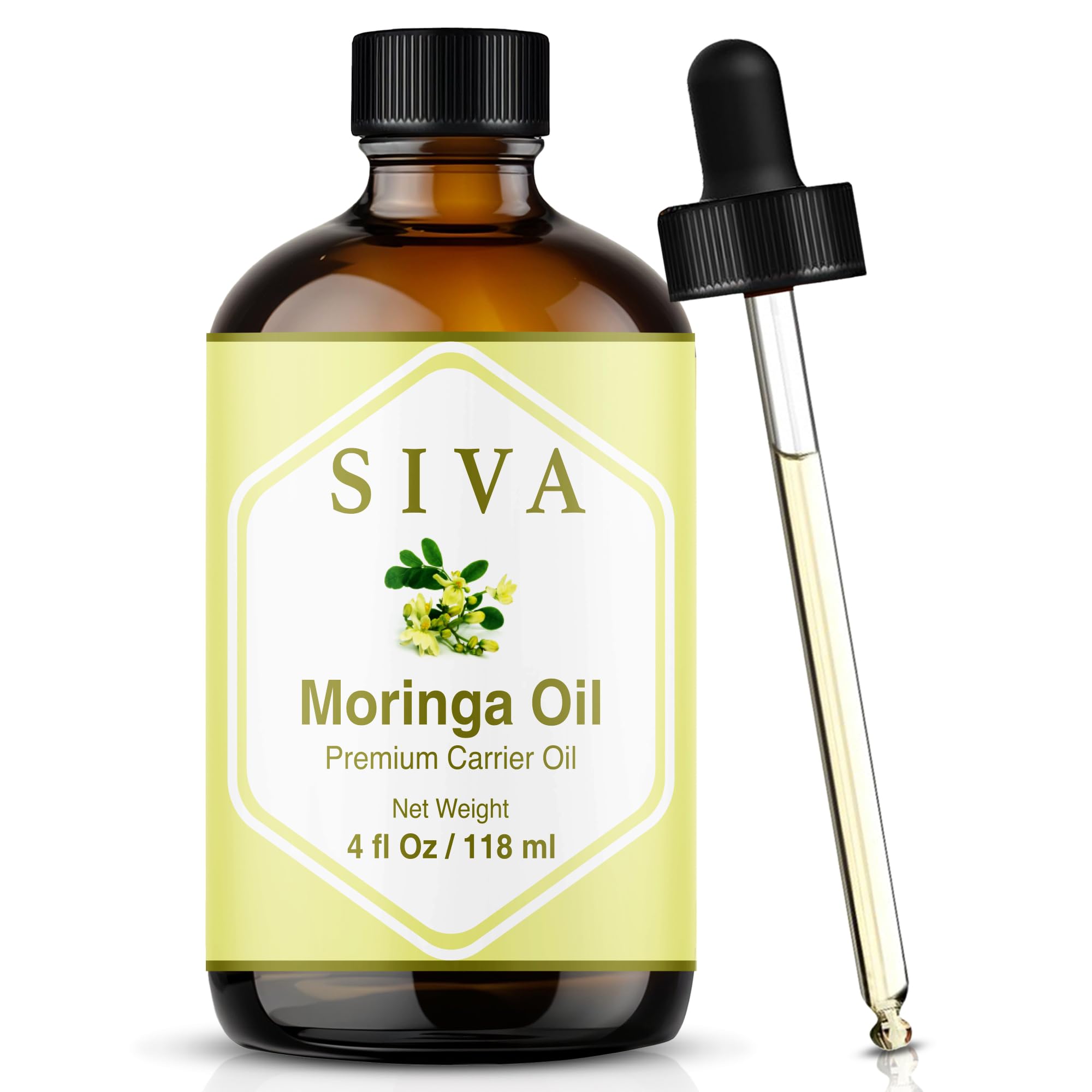 SIVA Moringa Oil bottle with dropper for easy, precise skin care.