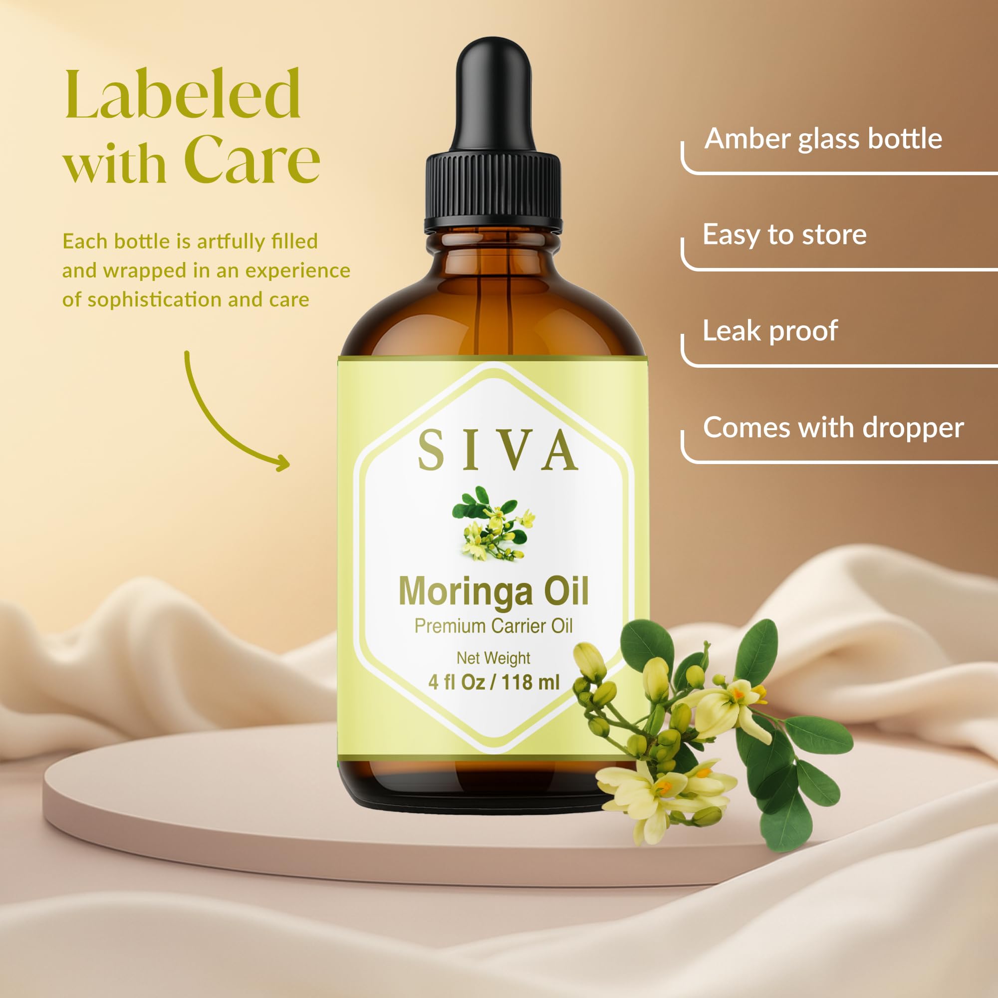 SIVA Moringa Oil massaged into scalp for nourishing hair care.