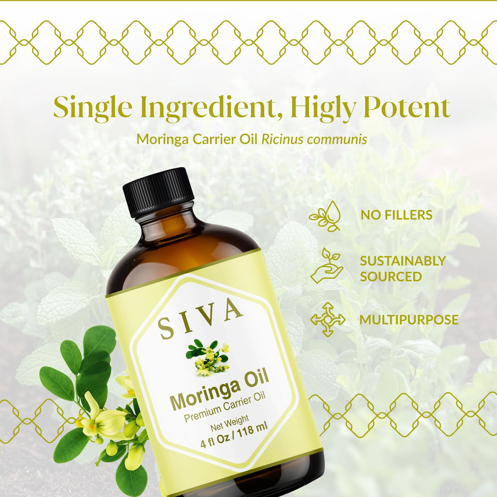 SIVA Moringa Oil on skin for gentle moisturization and nourishment.