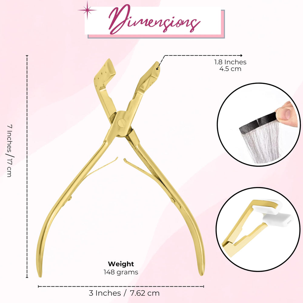 SIVOTE gold-tone handle provides ergonomic control during precise tape-in closures.
