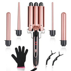 Sixriver 5-in-1 curling iron set full kit enables versatile curls.