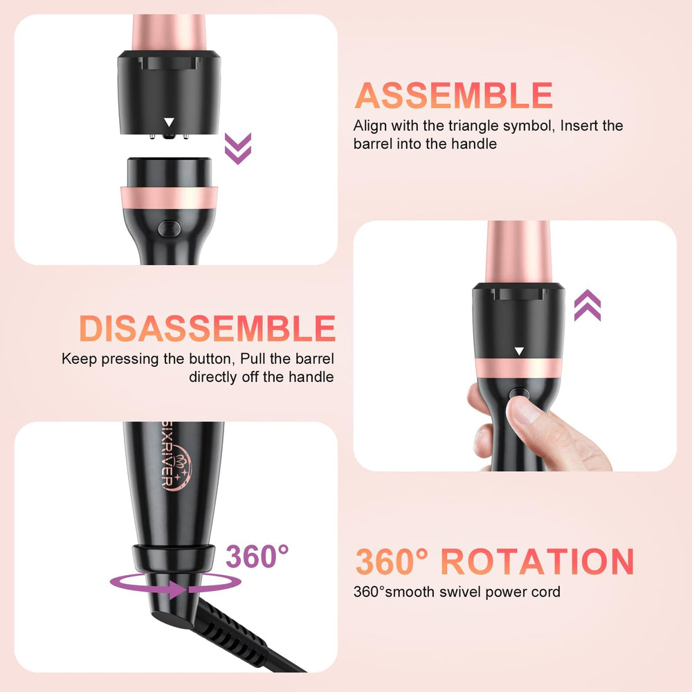 Sixriver 5 in 1 curling wand set beach wave wand for relaxed beachy waves