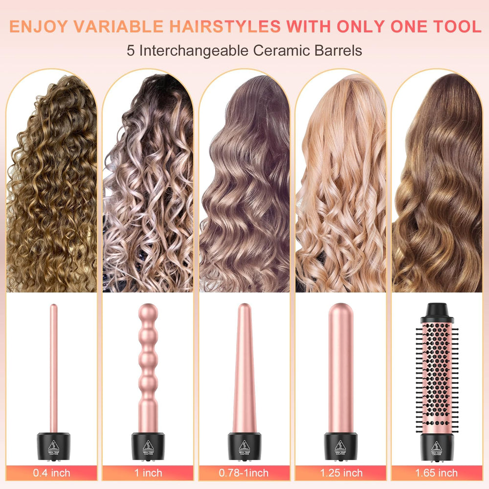 Sixriver 5 in 1 curling wand set bubble wand for lively volume and soft curls