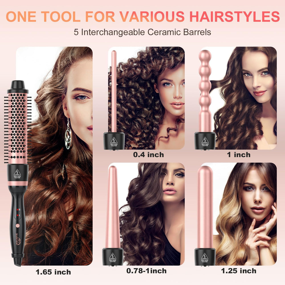 Sixriver 5 in 1 curling wand set dual voltage for styling anywhere