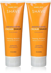 Sixyear honey mango shave cream bottle pour demonstrates soothing hydration for smooth skin