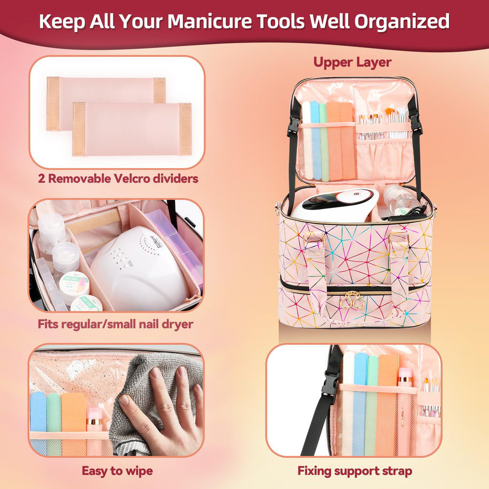 SIYNPAV Nail Polish Organizer bottom section storage with removable sponge for small bottles.