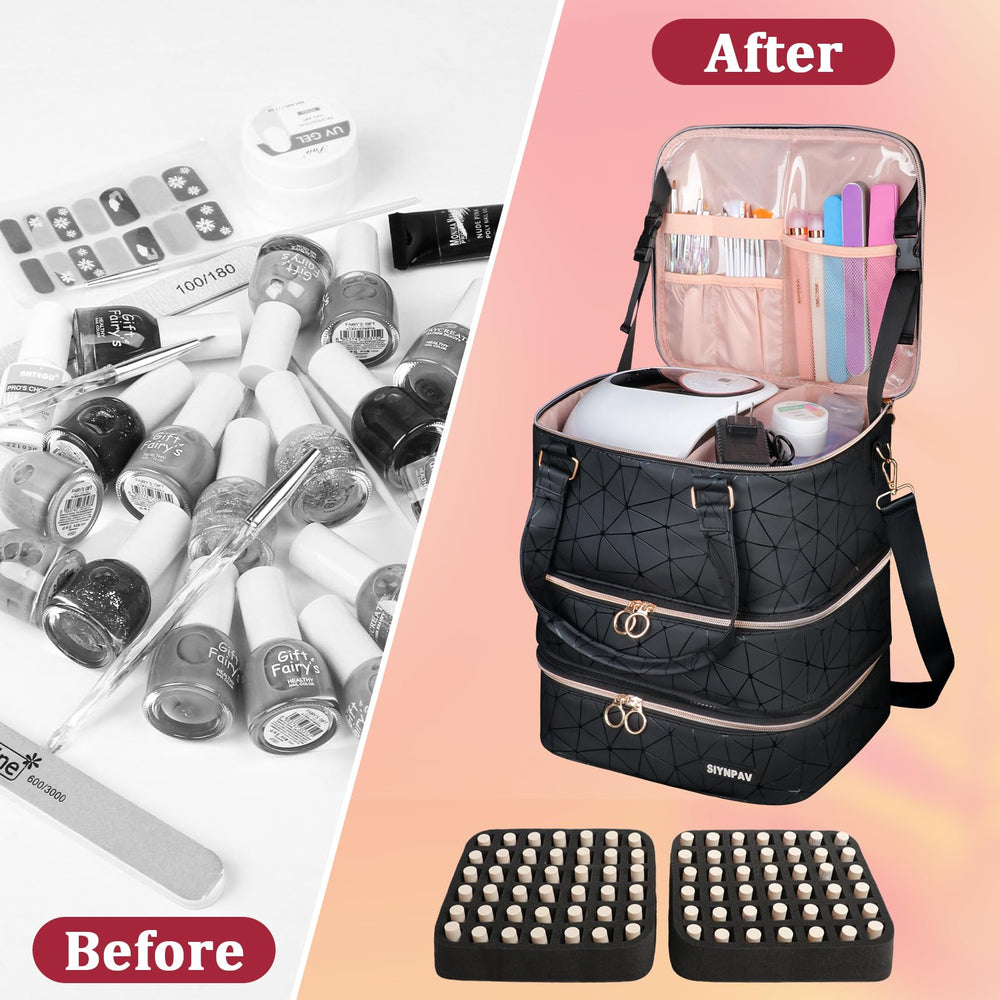 SIYNPAV travel nail salon bag suitable for polishes and acrylics on trips