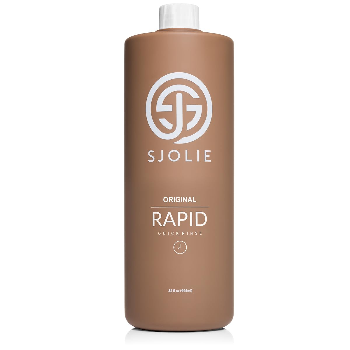 SJOLIE Rapid Spray Tan bottle shows fast-drying formula for on-the-go glow.