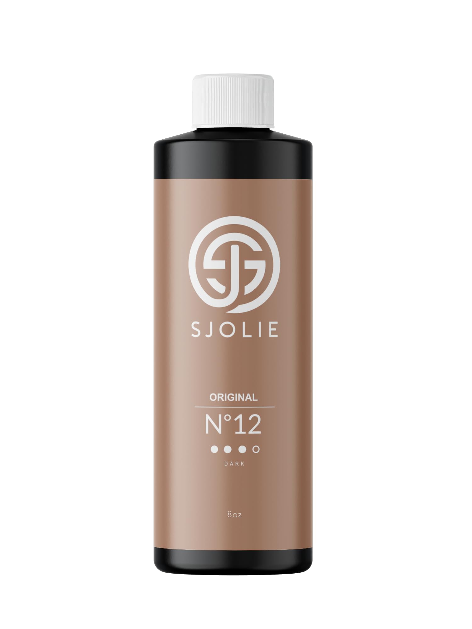 SJOLIE Sunless No.12 bottle shown for an even, long-lasting bronze finish.
