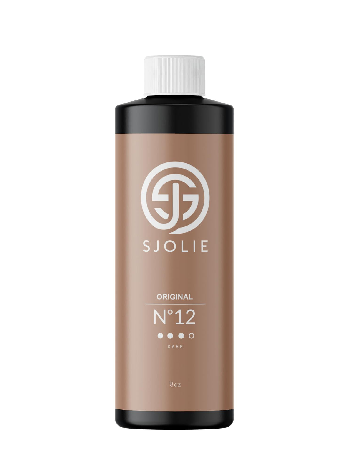 SJOLIE Sunless No.12 bottle shown for an even, long-lasting bronze finish.