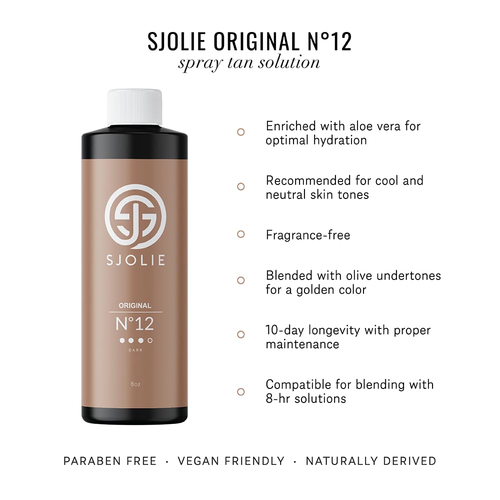 SJOLIE Sunless No.12 label closeup highlighting vegan, paraben-free formula.
