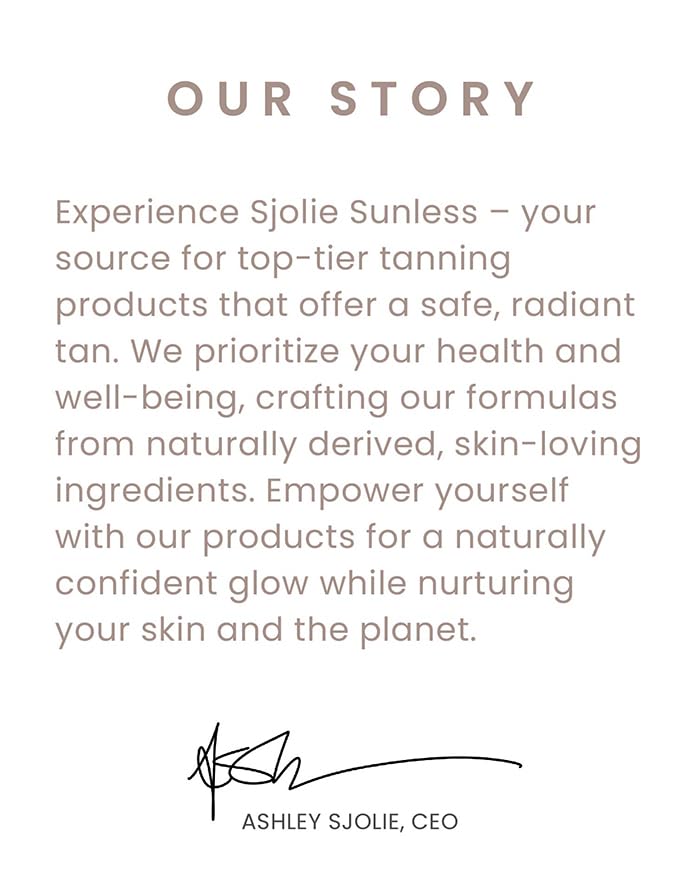SJOLIE tan glow No.9 aftercare scene highlights lasting bronze.
