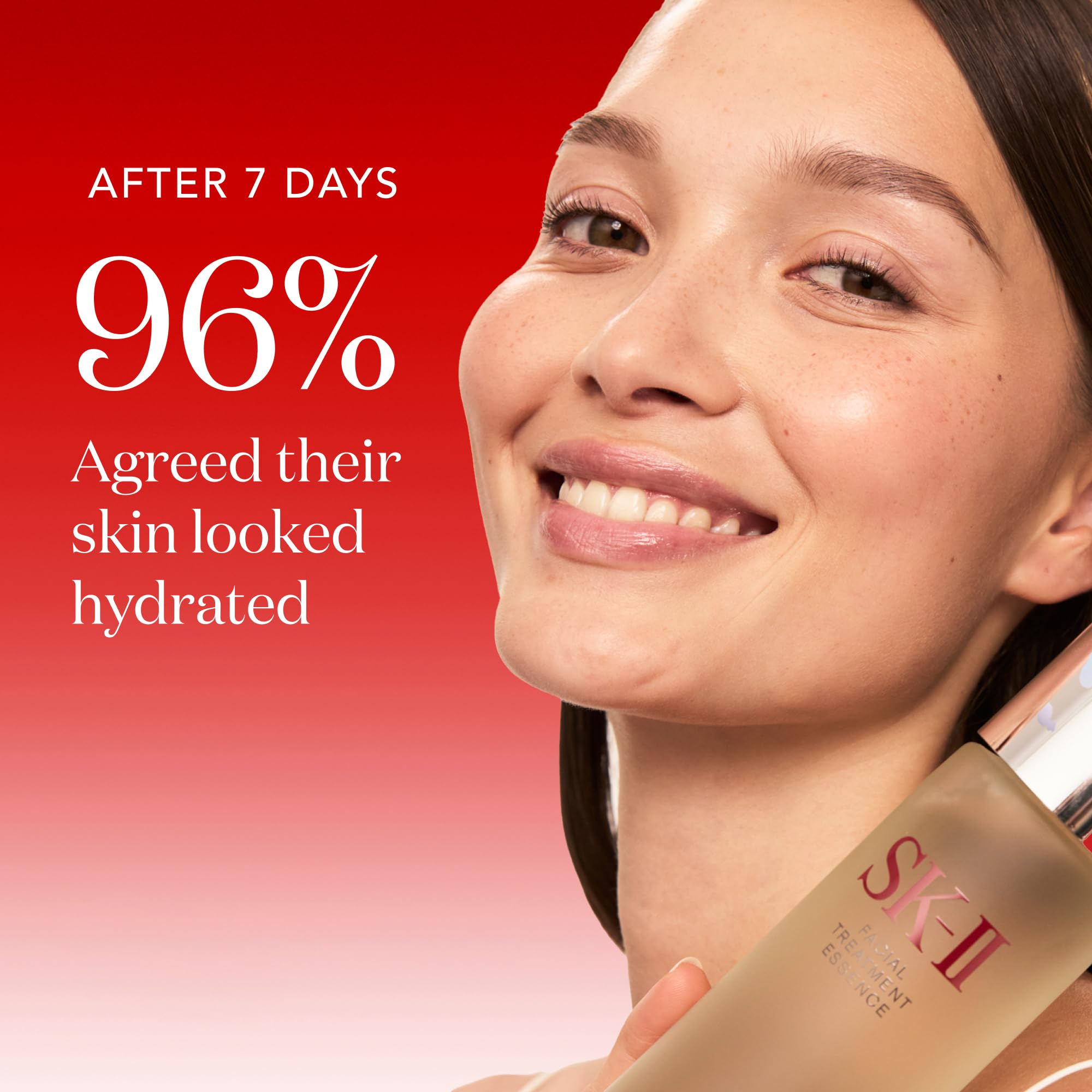 SK-II essence delivers a subtle glow and refined texture.