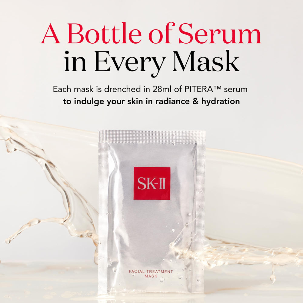 SK-II moisture-rich sheet mask boosts hydration and enhances texture for a glow.