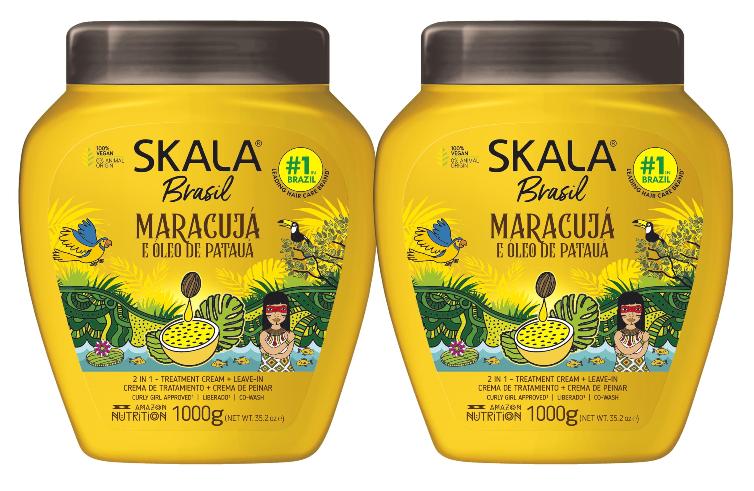 SKALA Maracuja Passion Fruit bottle showcases vegan, silicone-free moisture for defined curls.