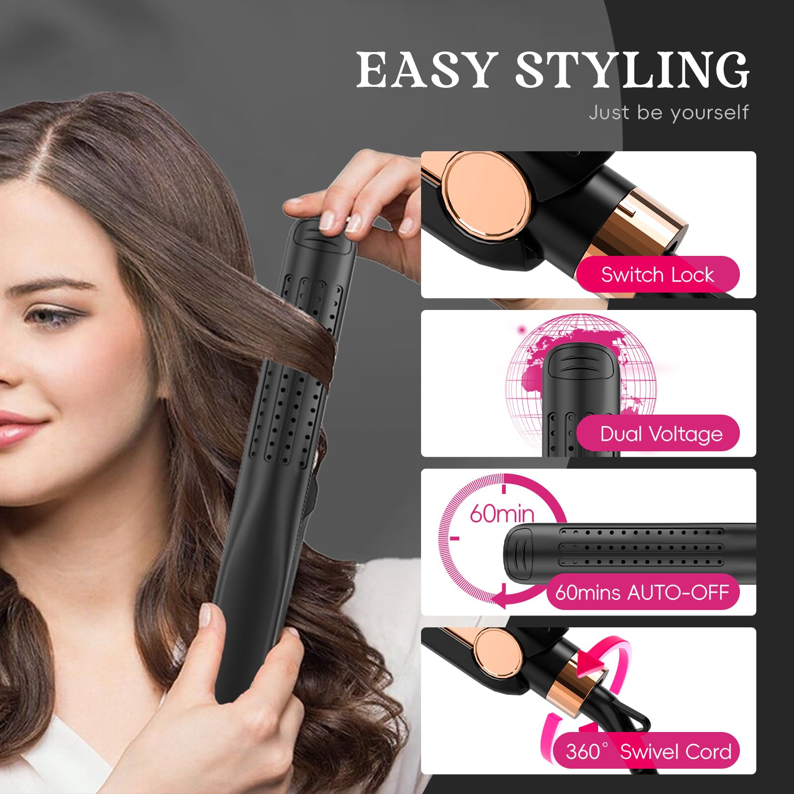 SKIMI Airflow Styler dual voltage support makes travel easy.
