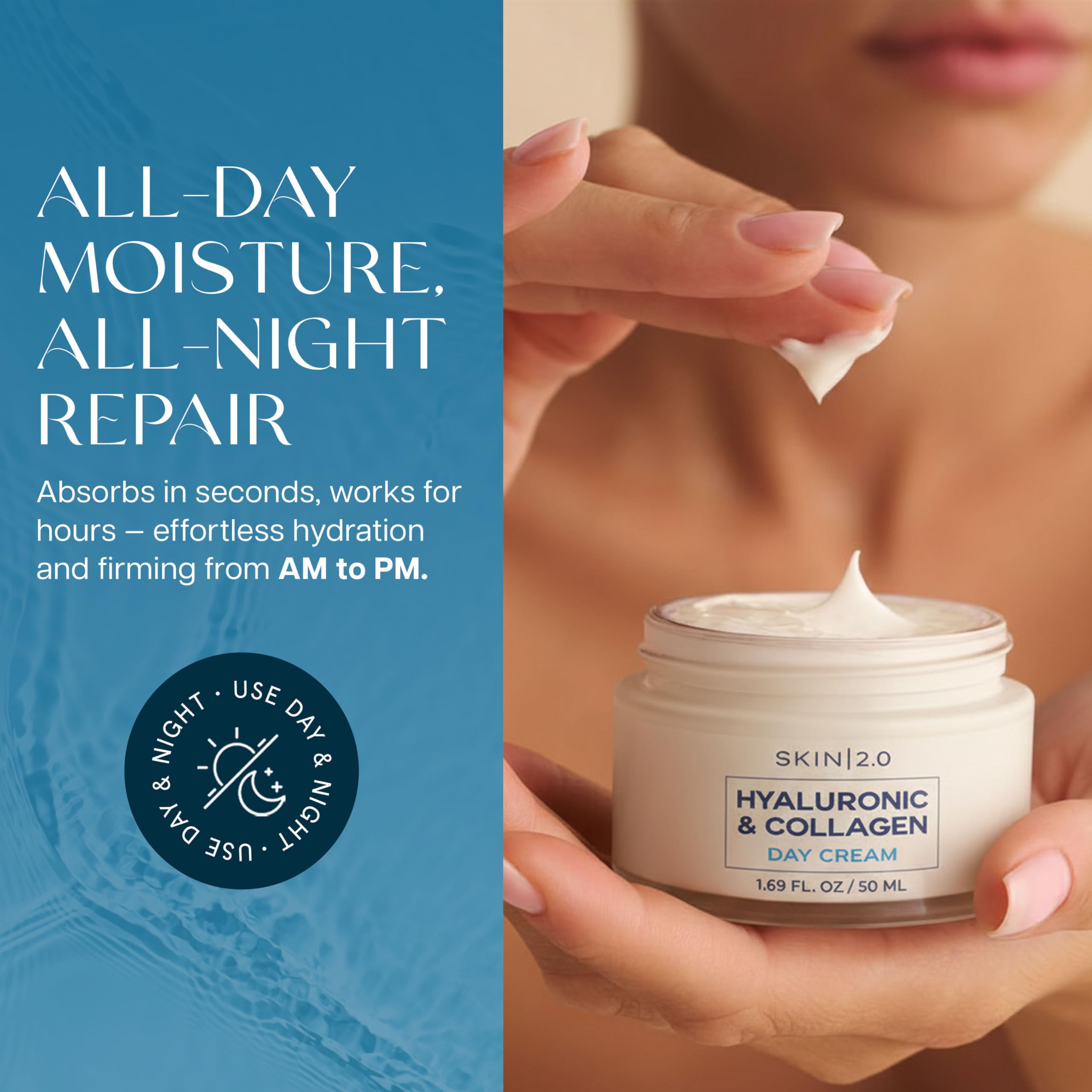 Skin 2.0 Cream jar closeup highlighting rich texture for smoothing dry patches.