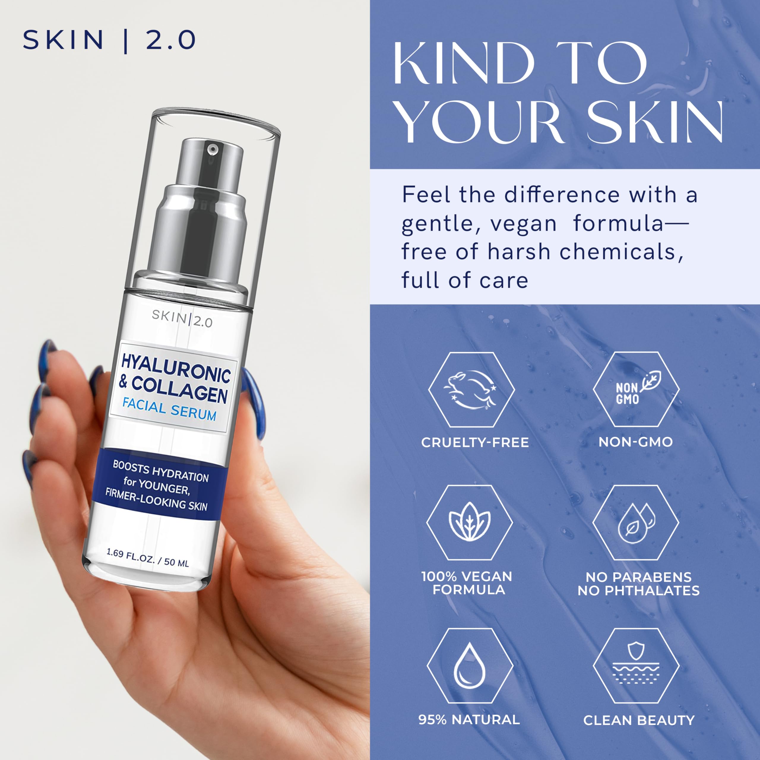 Skin 2.0 serum image focusing on blemish reduction for smoother complexion