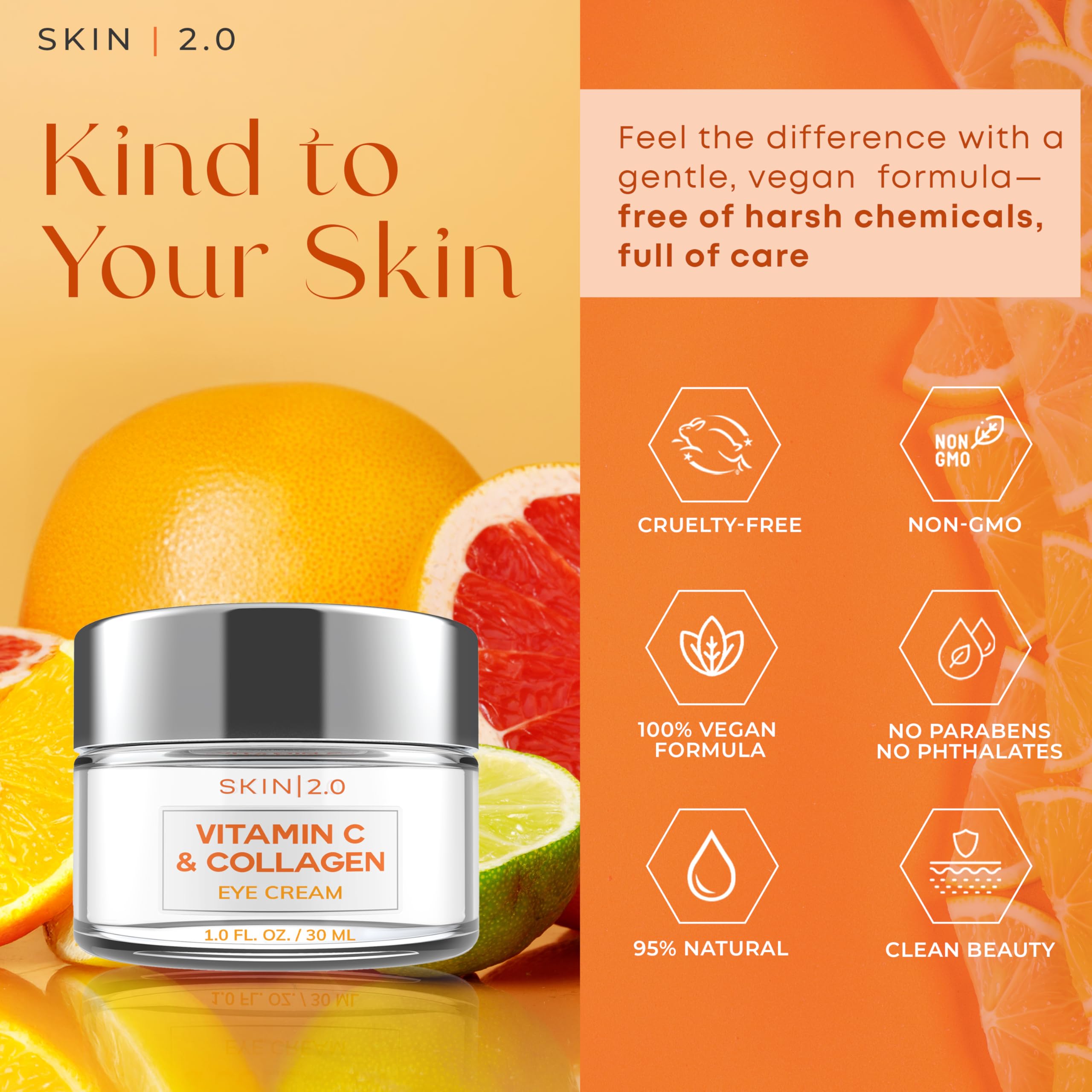 Skin 2.0 cream texture close-up shows smooth, easy application.