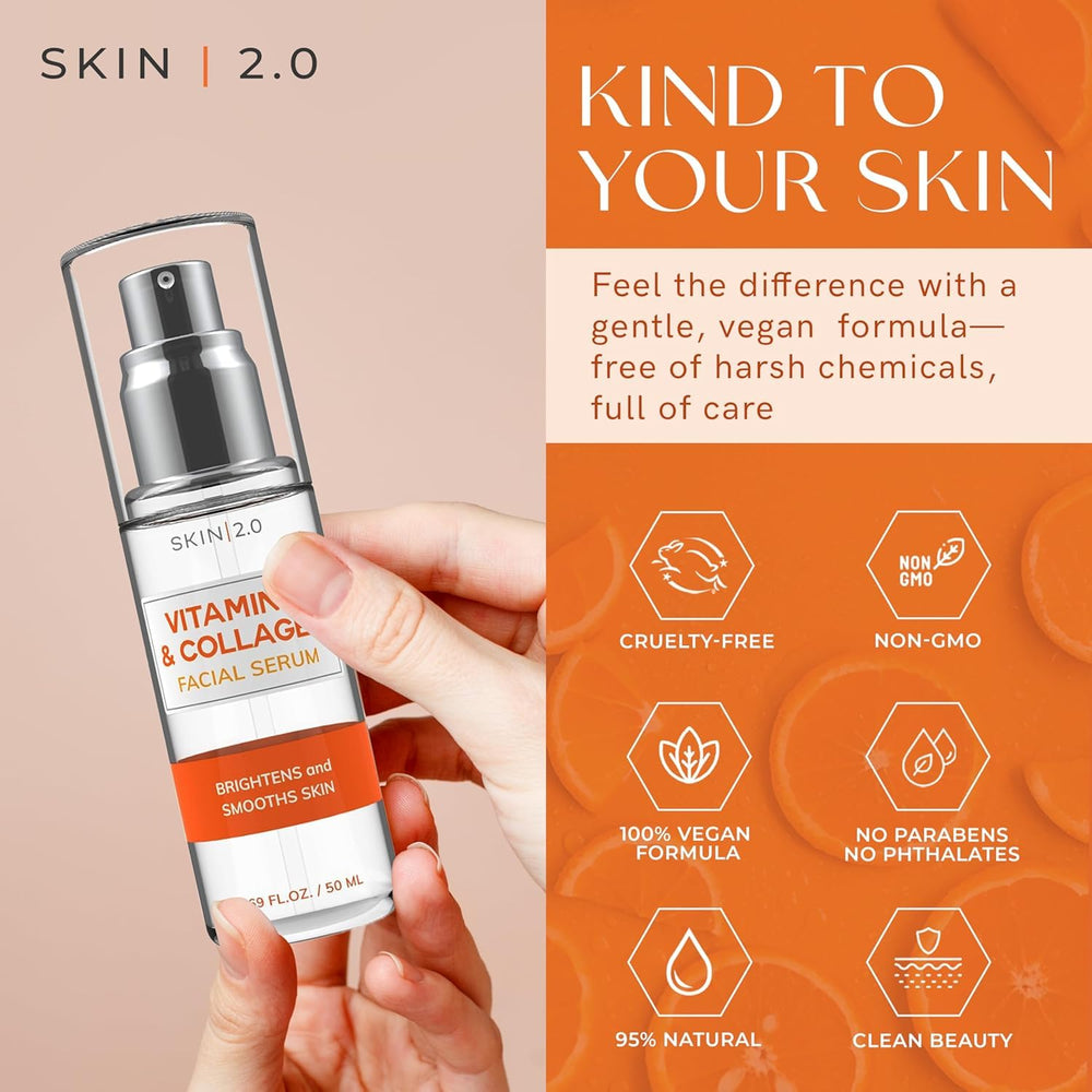 Skin 2.0 Vitamin C Serum application on hand shows smoothing and quick absorption.