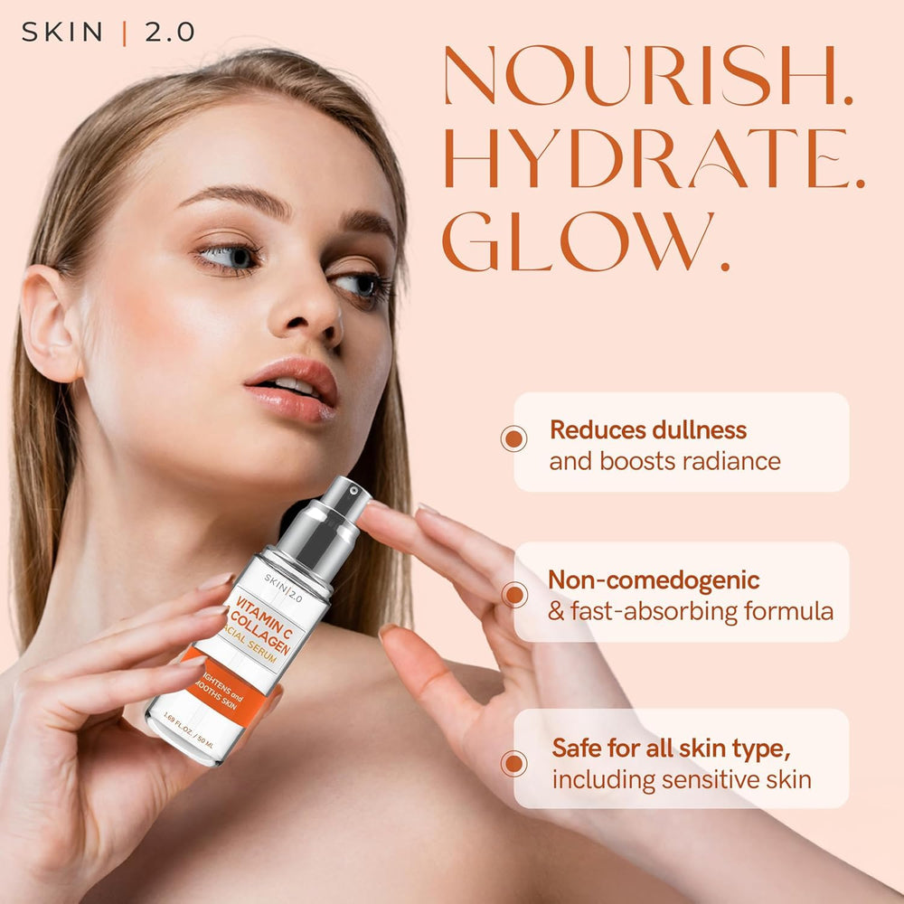 Skin 2.0 Vitamin C Serum Korean skincare line highlights dermatologist-tested formula.