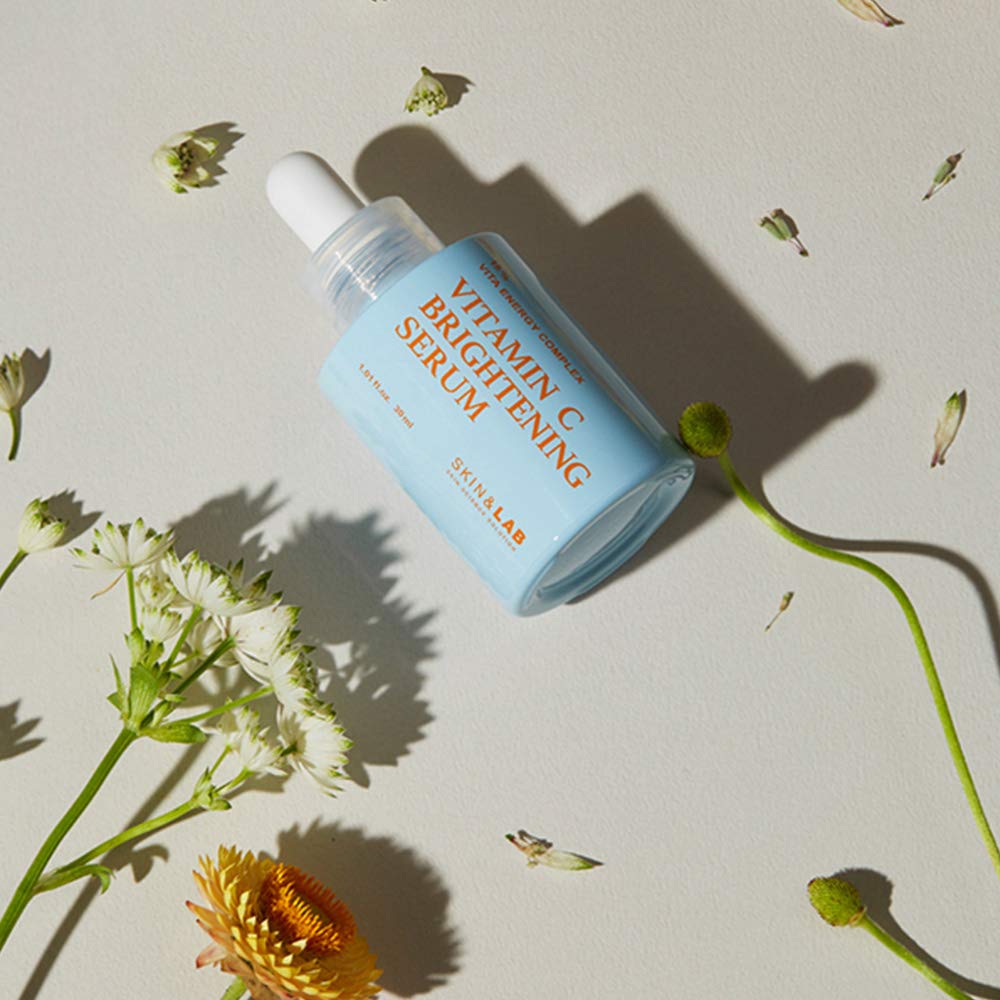 SKIN&LAB Vitamin C Serum applied on skin showing fresh, dewy finish