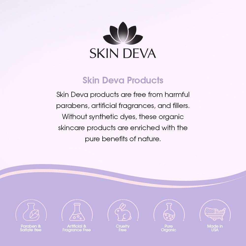 SKIN DEVA skincare routine scene featuring serum bottle for daily hydration