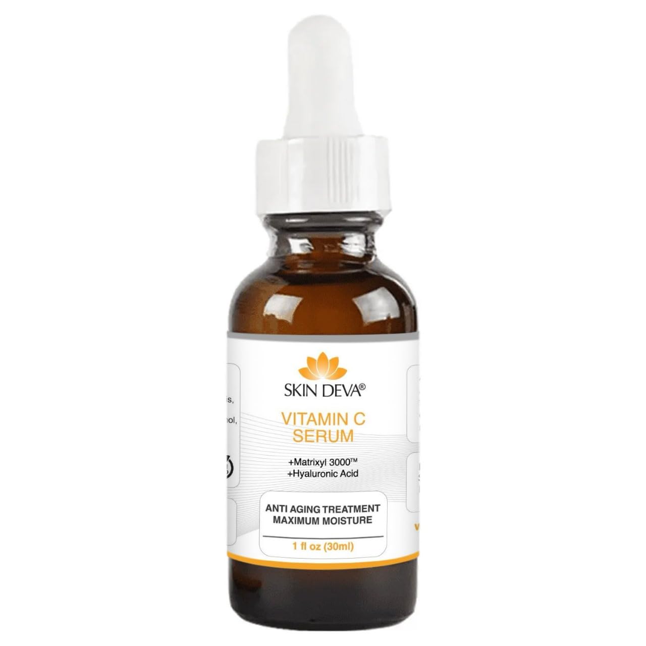 SKIN DEVA vitamin C serum bottle close-up for brightening hydration