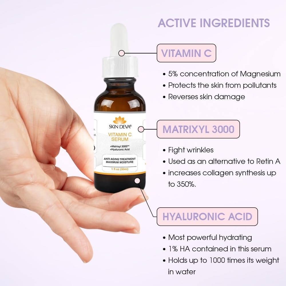SKIN DEVA vitamin C serum on a reusable mask for a brightening ritual