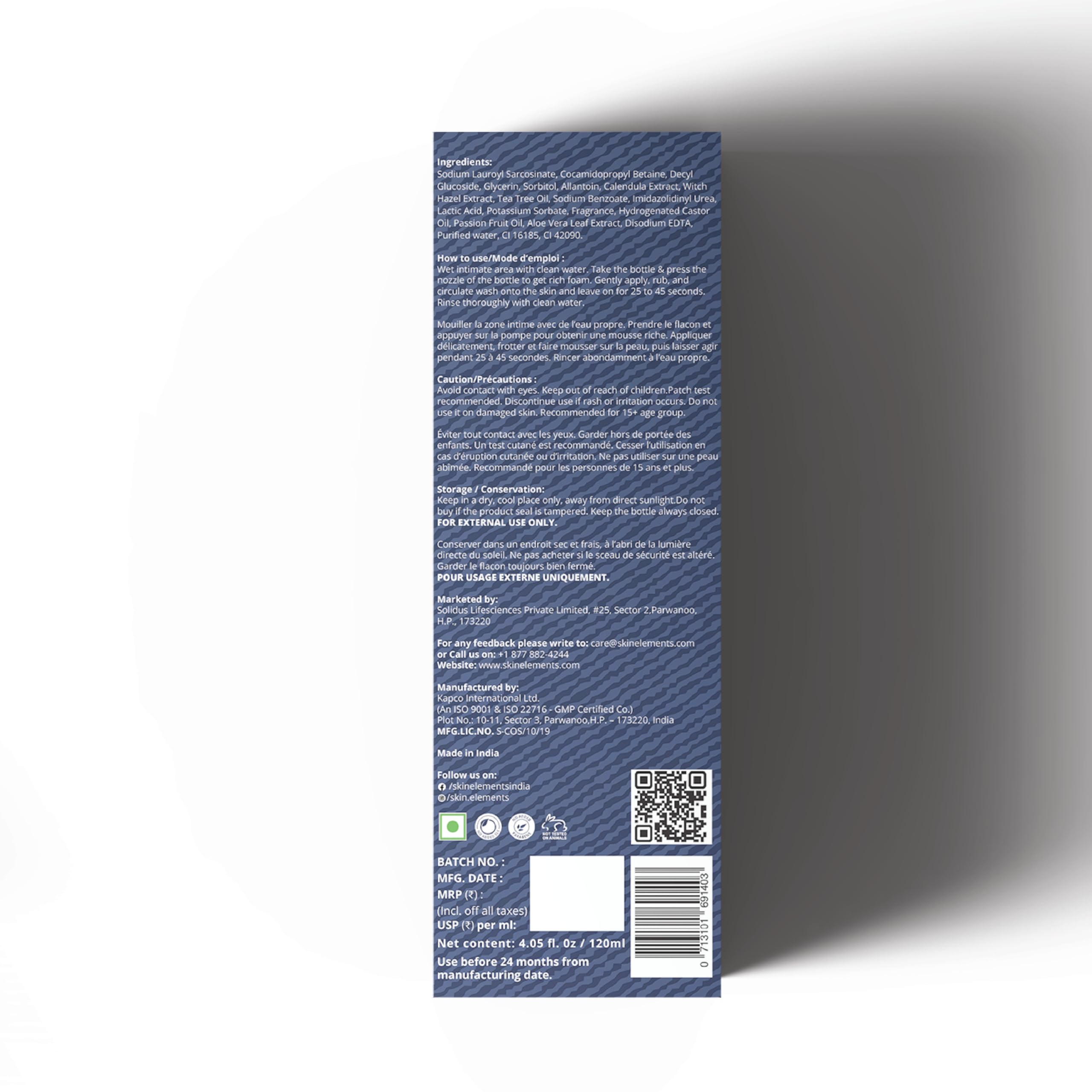 Skin Elements Intimate Wash 4.05 oz bottle for on-the-go freshness