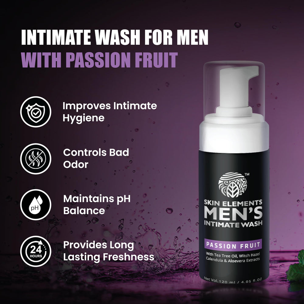 Skin Elements Intimate Wash foaming lather demonstrating gentle cleansing action