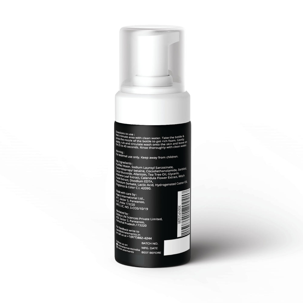 Skin Elements Intimate Wash packaging-4oz-shape shows portable size for on-the-go refresh.