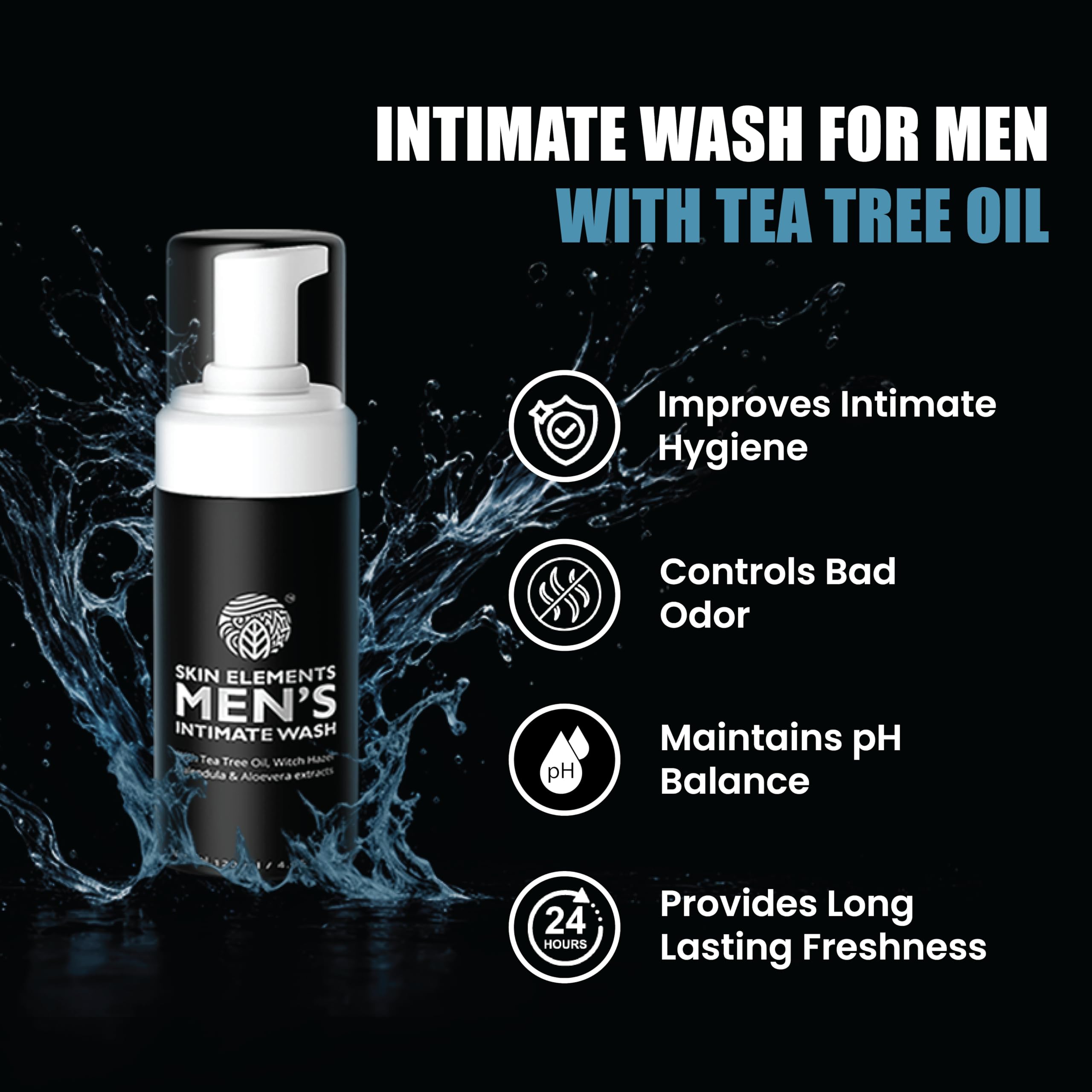 Skin Elements Intimate Wash texture-foam showcases rich lather without greasiness.