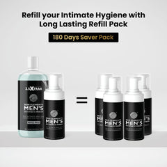 Skin Elements Men's Intimate Wash Jumbo Pack showing long-lasting 180-day value.