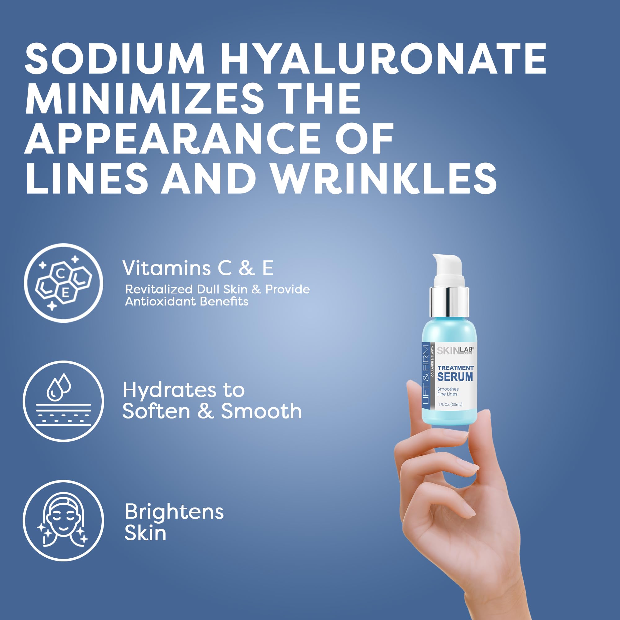 SKIN LAB BY BSL Lift & Firm Serum packaging shot emphasizes clean, premium skincare routine.