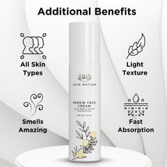 Skin Nation Renew Face Cream green-tea-brightening for refreshed radiance.