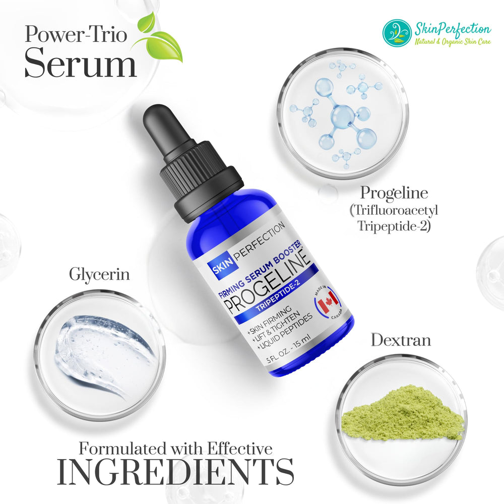 Skin Perfection Progeline Serum Booster face-application shows smooth lightweight layering