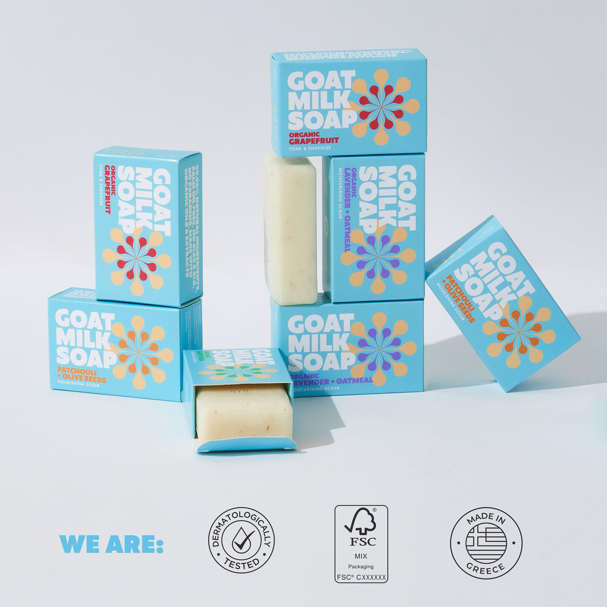 Skin Said Yes goat milk soap bars olive-oil-rich-lather promotes moisture without drying.