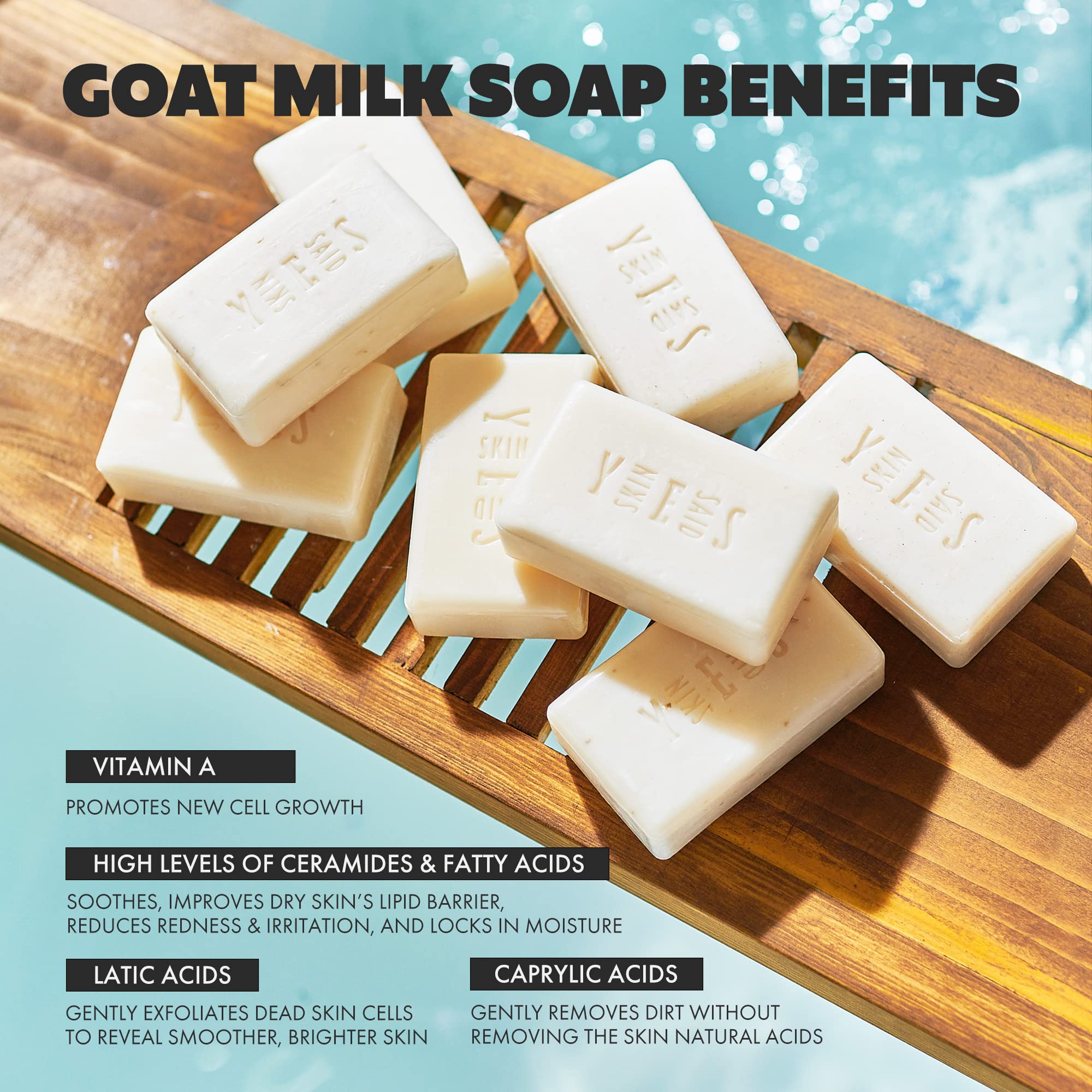 Skin Said Yes goat milk soap bars organic-ingredients with lavender and olive oil for gentle cleansing.
