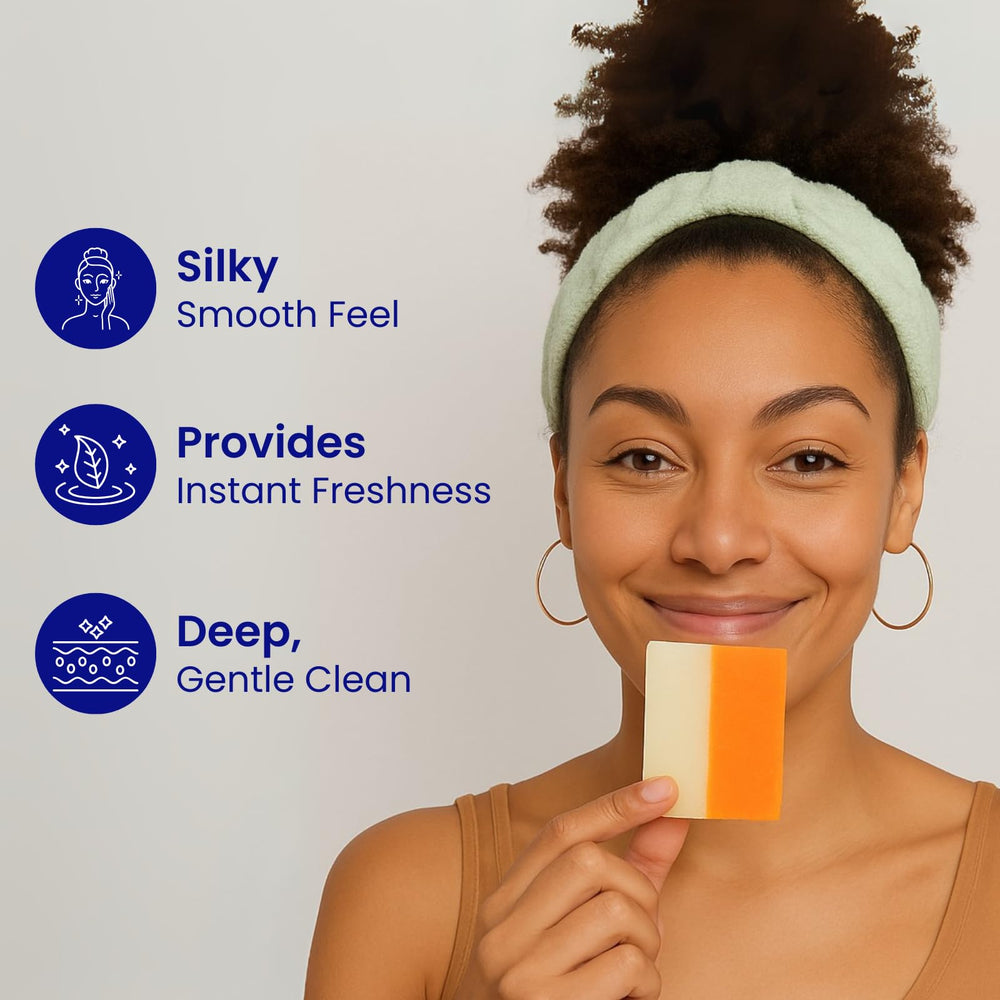 Skin Science glutathione soap bar hands applying for gentle cleansing on the go