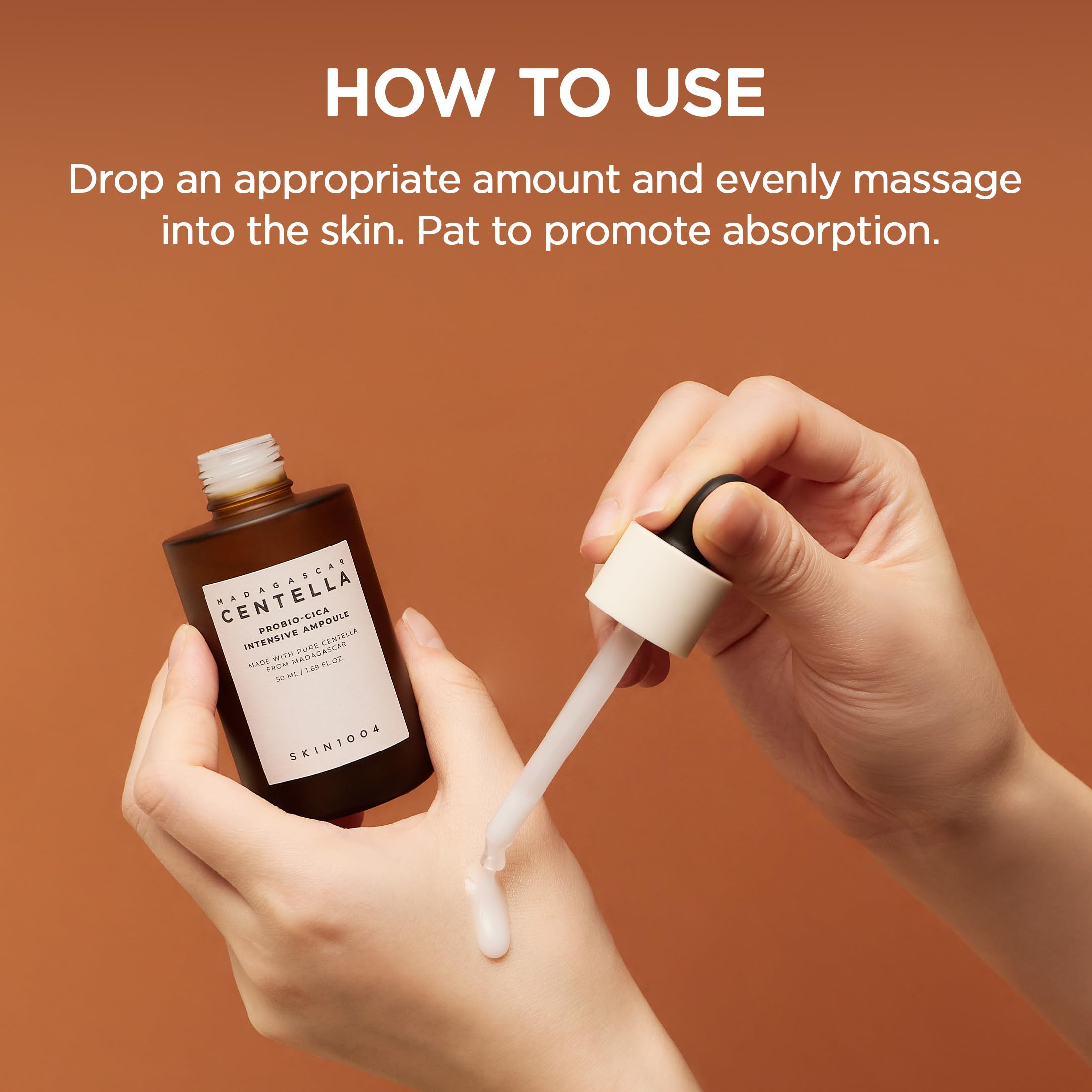 Gently patting SKIN1004 ampoule into skin to aid absorption